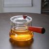 Tetera de vidrio engrosado con asa lateral, mango de madera, tetera, estufa de cerámica eléctrica, resistente al calor, tetera para calentar, juego de tetera con estufa circular