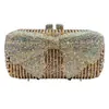 Bolso Transfronterizo Lazo Diamante Bolso de Cena Fiesta Boda Cadena de Diamantes Brillantes Bolso de Mano Bolso de Banquete Bolso de Mujer