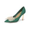Zapatos de boda rojos de estilo chino de tacón de aguja y punta afilada, zapatos de novia 2023 nuevos tacones altos boca poco profunda gran cantidad Congyou
