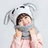 Gorro para niños, otoño e invierno, gorro con protección para las orejas para niños y niñas, bufanda de una pieza, bonito gorro de algodón con orejas de bebé, cálido y resistente al viento