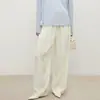 CHIQUE leve acetato linho levemente amassado _ mais vendidos cintura plissada relaxada cintura elástica calças pantalona em formato de arco