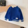 Wind Valley 2023 Primavera Nova Roupa Infantil Coreano Suéter de Cor Contrastante para Meninos e Meninas Bebê Moderno Fã Rotulado Suéter de Malha
