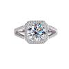 Anillo de Lujo Cuadrado de Plata S925 Transfronterizo con Moissanita de Color para Mujer Plata Esterlina Platino Simulación de Diamante Diamante Venta al por Mayor