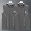 2026 Novo Estilo Camiseta Regata de Seda Gelada para Homens, Verão Soltinha, Fitness Esportivo Secagem Rápida Sem Mangas Regata Fina