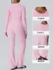 Conjunto de Yoga Duplo Fosco com Toque Nude Europeu e Americano, Manga Longa Justa, Calça Longa Levemente Flare, Conjunto para Corrida e Fitness 52540+52338
