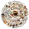 50 pegatinas vintage estilo alemán con citas de café, pegatinas dibujadas a mano de repostería y comida, papelería para agendas y pegatinas decorativas para botellas de agua