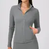 Chaqueta de Yoga Engrosada con Terciopelo Otoño e Invierno para Mujer, Corte Ajustado con Bolsillos, Caliente de Forro Polar, Cremallera, Ropa Deportiva 22619