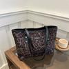Bolsa de Camurça com Fleece Estampa de Leopardo Grande Capacidade Moda Europeia e Americana Feminina Retrô Bolsa Tote de Alta Qualidade Bolsa de Ombro/Axila Versátil
