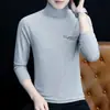 Camiseta de manga larga para hombre con cuello alto, camiseta interior elástica para hombre, primavera y otoño, casual, algodón, camiseta para hombre, top, moda, venta al por mayor