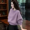 Suéter redondo único e estiloso com lantejoulas para mulheres, 2026, uma nova coleção outono/inverno apresentando um corte solto e relaxado e um top de tricô moderno