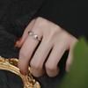 Plata Esterlina S925 Pata de Gato Abraza tu Anillo Anillo de Dedo de Gato Estéreo Abierto Lindo Lindo Mascota para Mujer Japonés y Coreano