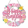 Cartel decorativo de Pascua más vendido transfronterizo, corona de huevo de madera festiva para porche de granja, adorno colgante artesanal