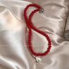 Collar con perla de vidrio bornete de Corea del Sur colgante de perla roja cadena de clavícula collar rojo del año de la vida