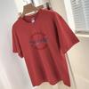 260g Heavy Cotton T-shirt Manga Curta Letra Impressa Design Nicho Top Solto Meia Manga Hong Kong Moda Marca