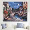 Pintura al óleo digital pintada a mano DIY pintura decorativa europea Yiwu comercio exterior suministro directo fabricantes al por mayor 602 Noche de septiembre Pueblo