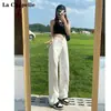 Jeans Blancos de Tiro Alto Pierna Ancha para Mujer 2024 Tendencia Versátil Nuevos Sueltos Primavera y Otoño Pantalones Largos Rectos