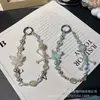 Pulseira de Corrente com Contas Luminosas de Borboleta em Resina Pintada a Óleo Coreana para Mulheres, Pingente de Bolsa de Alto Padrão, Corrente de Contas de Cristal, Corrente para Celular