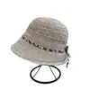 Sombrero de pescador de punto a cuadros estilo coreano, largo al frente y corto atrás, con amarre, para mujer, versátil para primavera y verano, sombrero para protección solar al aire libre