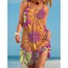 Vestido de praia feminino urbano casual 2021 novo com estampa abstrata tipo alça de suspensório impressão 3D cintura média longo