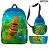 Mochila, Bolso de Hombro, Estuche para Lápices Set de Tres Piezas Juego Transfronterizo 3D Cultiva un Jardín