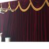 Cortina de Escenario de Terciopelo Real Tela de Fondo de Lino de Terciopelo Rojo Borgoña Ignífuga Oscurecedora Decoración de Escenario de Boda de Conferencia