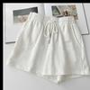 Pantalones Cortos Deportivos Ins para Mujer Nuevo Estilo de Verano Sueltos y Versátiles Rectos Línea A Pierna Ancha Delgados Cintura Alta Hot Pants de Tres Puntos Look Adelgazante