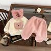 Traje de Bebé de Terciopelo Invierno Estilo Coreano Bebé Dibujos Animados Oso Pantalones Deportivos Pantalones Deportivos Grueso Cálido Conjunto de Dos Piezas Moderno
