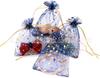Bolsa de malla organza bronceado Estrella Luna Plata Joyería boca con cordón regalo cosméticos almacenamiento embalaje