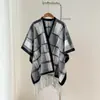 Xale de Cashmere Sintético de Alta Qualidade com Pintura a Tinta Estilo Chinês, Cachecol Quente Versátil para Viagens de Inverno, Manto Espessado