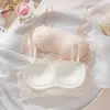 Conjunto de Sutiã Sem Fio Respirável com Renda e Suporte Lateral e Lindo Design nas Costas para Jovens Mulheres
