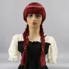 Comércio Exterior Transfronteiriço Europeu e Americano Novo Estilo Franja Reta Cabelo Longo Vinho Tinto Pares Rabo de Cavalo Trança Torcida Fábrica de Cosplay Venda Direta
