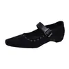 Zapatos Mary Jane retro con punta cuadrada francesa y corte bajo, nuevo estilo para combinar con vestidos de noche, moda elegante con tacón grueso 2026