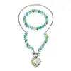 Collar de Cuentas de Colores Estilo Bohemio Europeo y Americano Conjunto de Pulsera Cadena para Clavícula Estilo Verano para Mujer Colgante Corazón de Melocotón