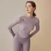 Camiseta Deportiva de Manga Larga para Pilates para Mujer con Almohadilla en el Pecho Ropa de Yoga Profesional de Alta Gama Malla Ropa de Fitness Superior