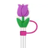 Serie de Flores de Tulipán de Colores Tapas Suaves de Goma para Popotes 10mm Tapas Universales a Prueba de Polvo para Popotes Decoraciones para Popotes en Stock