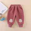 Calças de Lã com Desenhos para Meninas Outono e Inverno Roupa Externa 2024 Novo Estilo Calças Infantis Meninas Quentes de Inverno Tesouro Feminino