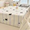 Lençol de Cama de Algodão Desenho Animado Peça Única 100% Algodão Puro Lençol de Cama Solteiro/Casal para Dormitório de Estudante Fronha Conjunto de Três Peças Adequado para Todas as Estações