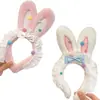 Jade Fresa Conejo Lindo Orejas de Conejo Rosas Encaje Cabeza Rellena Diadema para Mujer Lavado de Cara Maquillaje Foto Accesorios para el Cabello Diadema Dulce