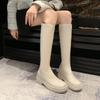 Botas Altas de Suela Gruesa para Mujer, Botas Hasta la Rodilla, Nuevo Modelo 2026, Blancas, para Personas Bajitas, con Aumento Interno de Altura, Botas de Montar Elásticas Ajustadas