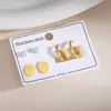Set de pendientes geométricos huecos estilo retro europeo y americano con incrustaciones de diamantes, pendientes versátiles exquisitos y de moda de acero inoxidable
