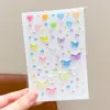 Adesivos de maquiagem infantis, adesivos de maquiagem para o rosto de meninas, impressões de testa, adesivos de sobrancelha de princesa sereia pintada, designs de cauda de peixe e borboleta
