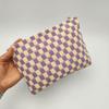 Grande bolsa de cosméticos xadrez de lã, estojo de lápis de grande capacidade, bolsa de armazenamento de malha, bolsa de higiene pessoal xadrez, portátil, transfronteiriça