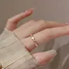 Anillo de Acero de Titanio Blanco Simple H para Dedo Índice Corea del Sur Estilo Frío para Mujer Anillo de Oro Rosa Celebridad de Internet Moda Joyería Caliente