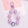 Nuevo Llavero Colgante de Cuentas Iridiscentes Acrílicas DIY Lindo Corazón Chapado con Agujero Recto Accesorios de Cuentas Colgante para Bolsa