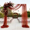 Cortinas de Malla de Gasa Transfronterizas para Bodas al Aire Libre, Cortinas para Celebración de Bodas, Venta al por Mayor con Luces de Cadena, Cortinas de Gasa para Montaje de Escena, Cortinas para Celebración de Bodas