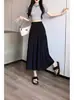 Falda plisada de cintura alta con efecto de caída, falda blanca de estilo de hadas para mujer, versión coreana, que cubre la cadera, dobladillo amplio, falda midi de línea A, falda de paraguas