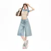 Jeans Anchos Nuevos de Verano de Moda para Mujer con Diseño Único, Estilo Perezoso Estilo Americano, Pantalones Rectos Sueltos Adelgazantes