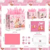 Bc007 Comércio Exterior Rosa Papai Noel Floco de Neve Carro Casa de Pão de Gengibre Sacola Tote de Presente de Feriado Papel Decorativo