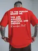Tamanho Europeu TransfronteiriçoCamiseta vermelha masculina inspiradora com estampa motivacional para aqueles que estão atrás de mim, respirável e de manga curta