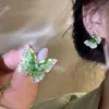 Pendientes de Mariposa de Cristal de Zirconia Mori con Cierre de Plata 925 Moda Ins Pendientes de Gama Alta Lujo Ligero Pendientes Exquisitos